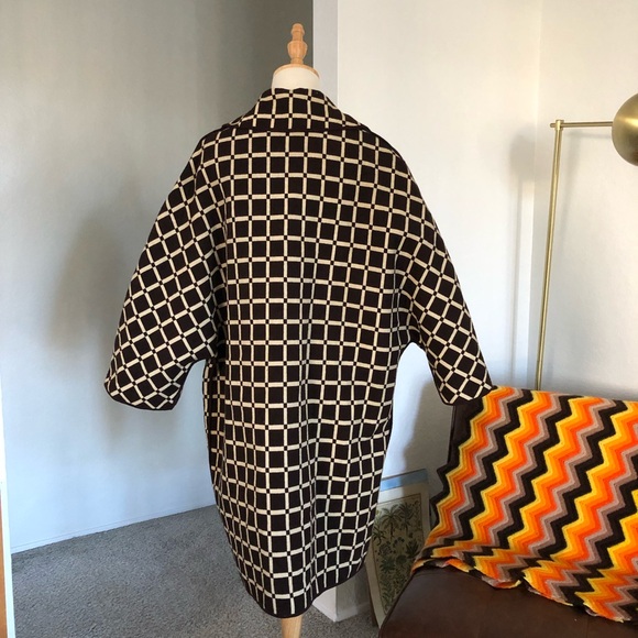 SOLD Vintage 1960s Classic Grid Square Wool Coat - Picture 2 of 10